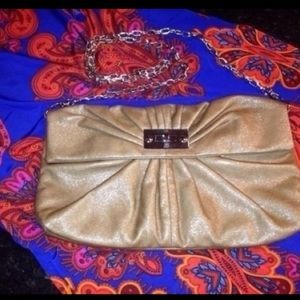 Big Buddha Gold Shimmer Chain Clutch